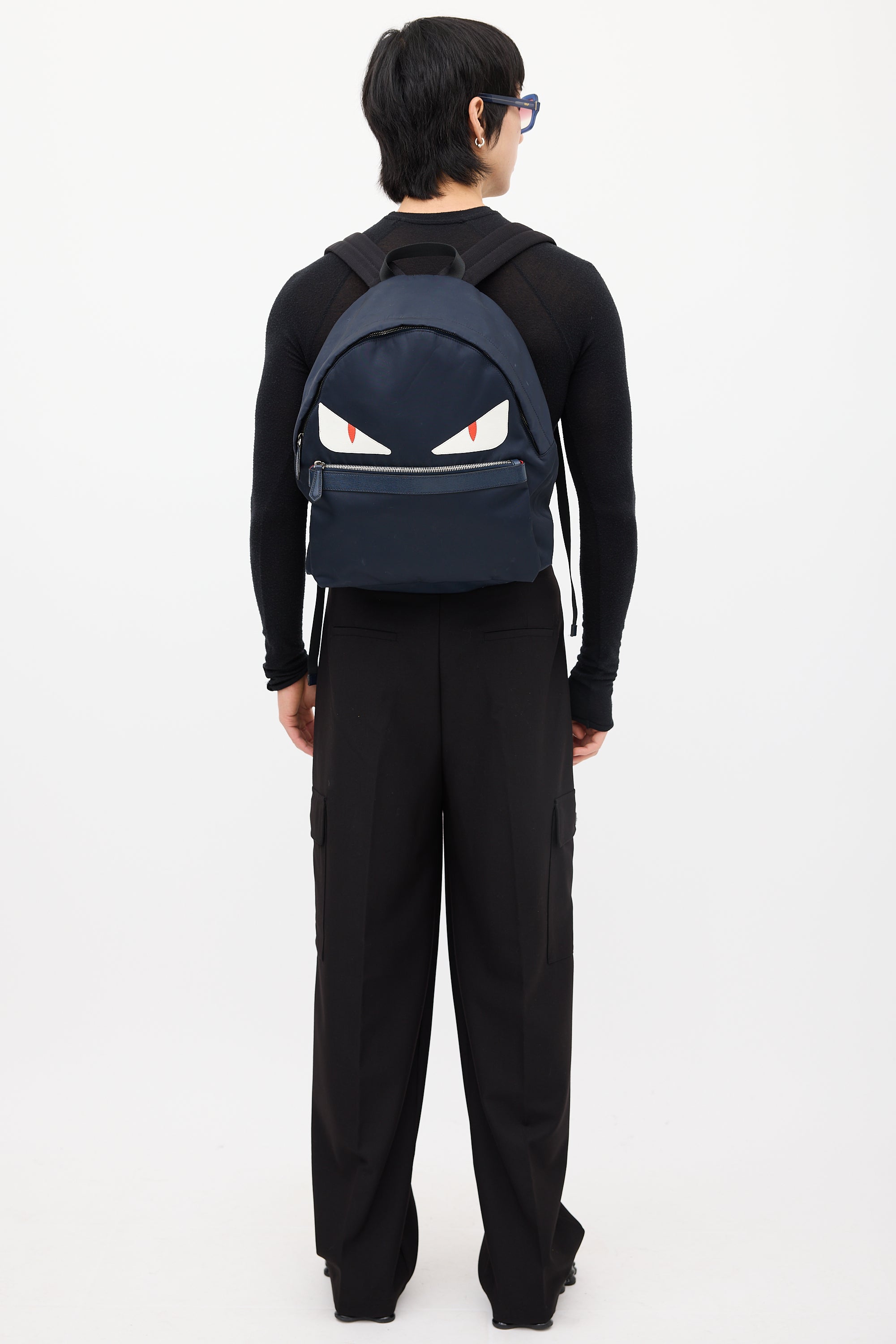 Fendi Navy Nylon Monster Backpack