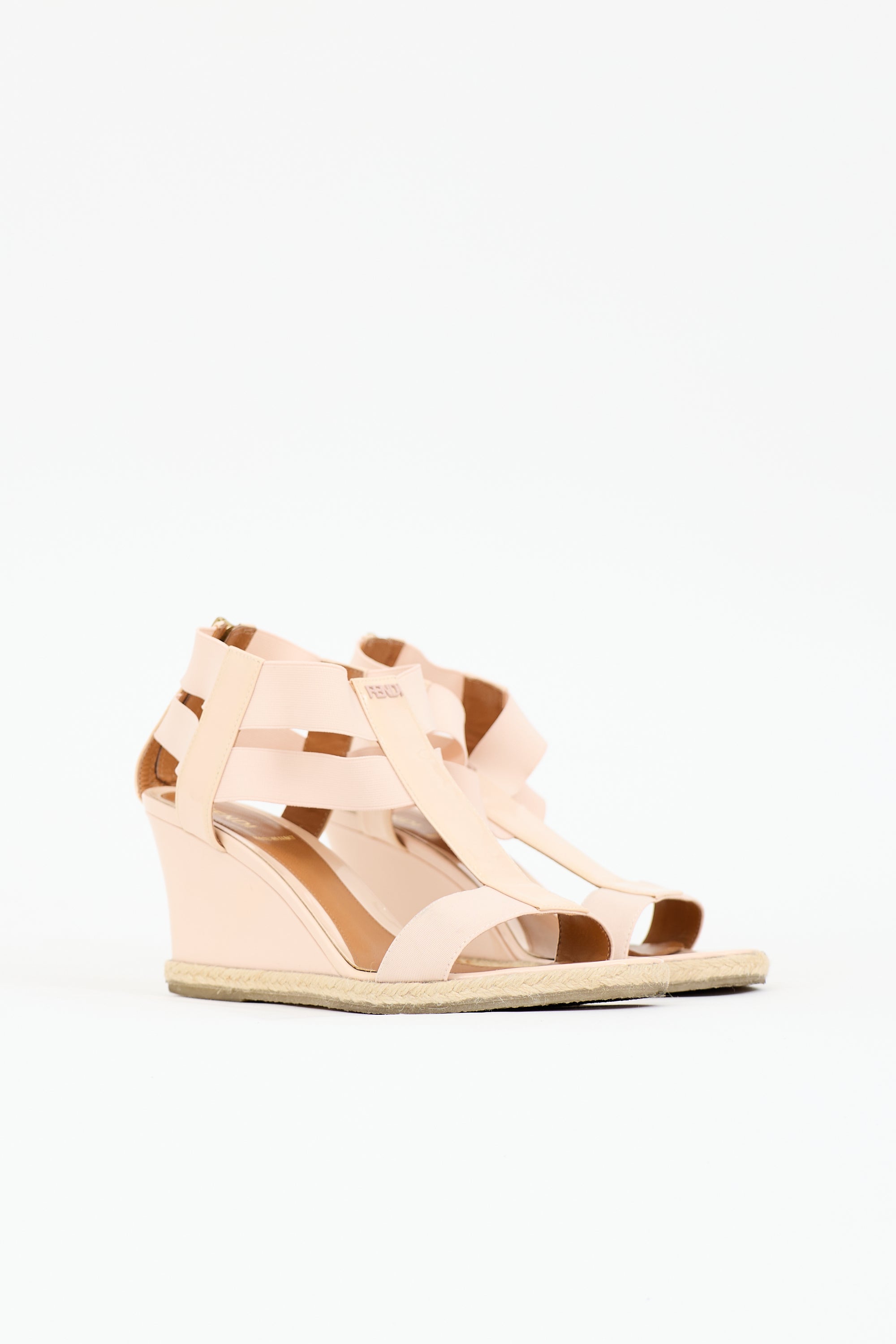 Fendi Patent Logo Wedge Sandal