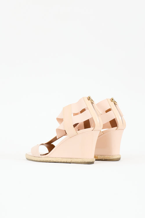 Fendi Patent Logo Wedge Sandal