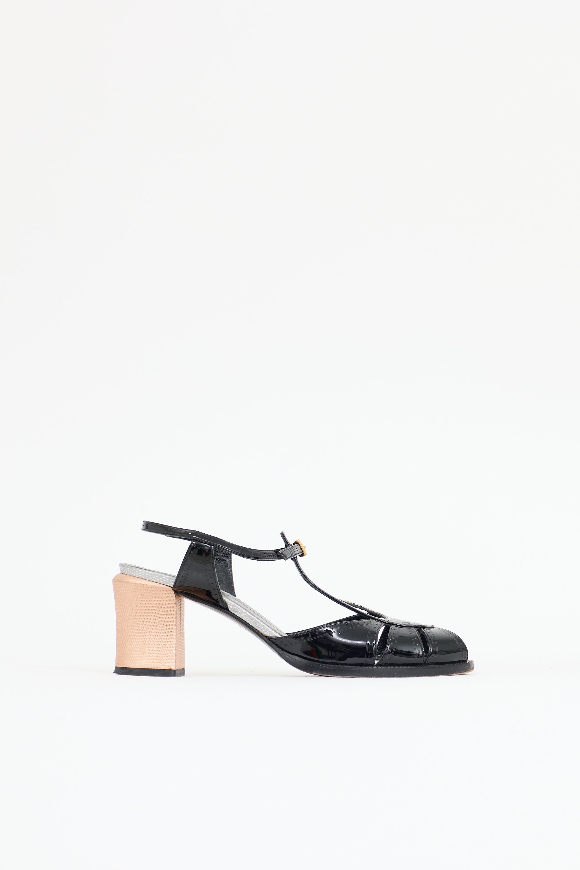 Fendi Patent T-Strap Sandal