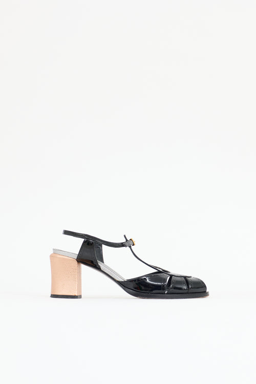 Fendi Patent T-Strap Sandal