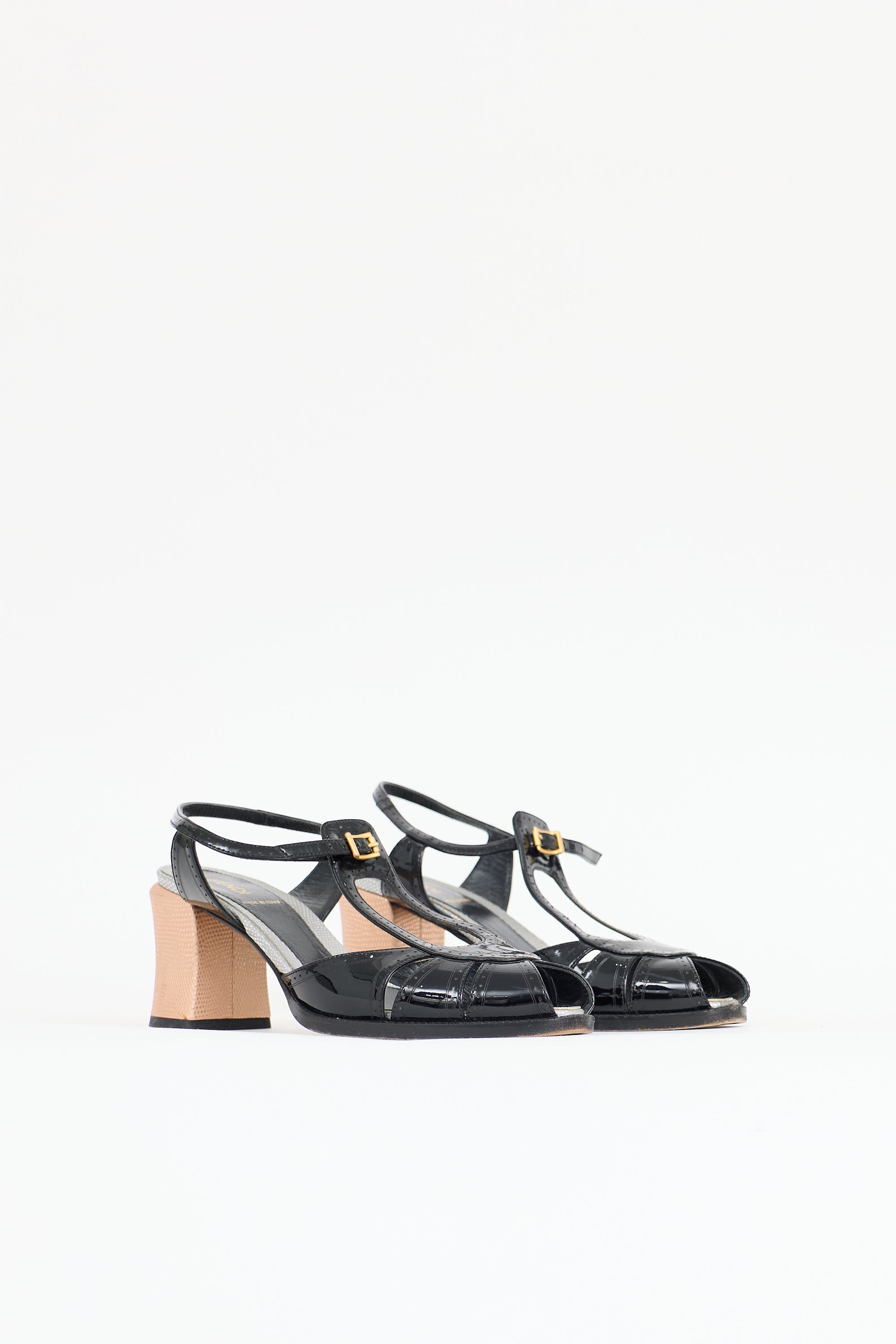 Fendi Patent T-Strap Sandal