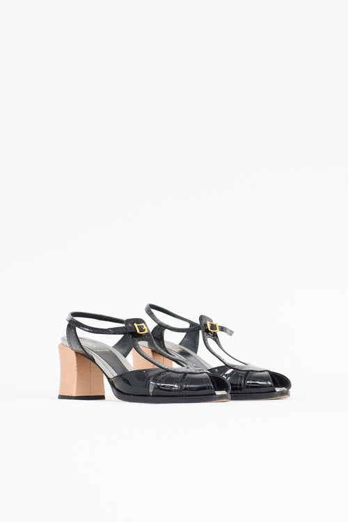 Fendi Patent T-Strap Sandal