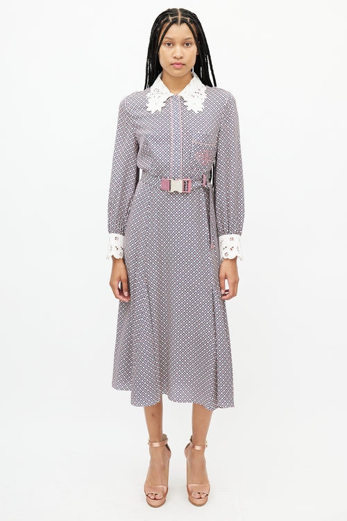 Fendi Pink & Multicolour Belted Dress