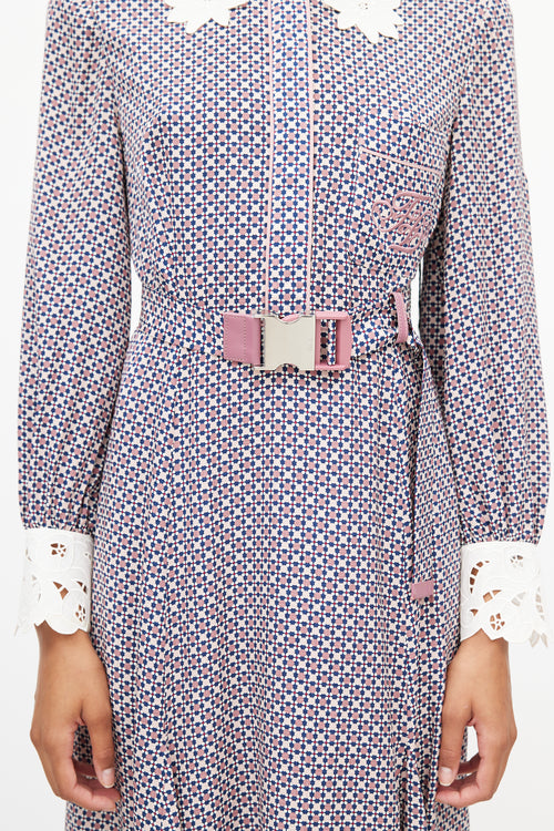 Fendi Pink & Multicolour Belted Dress