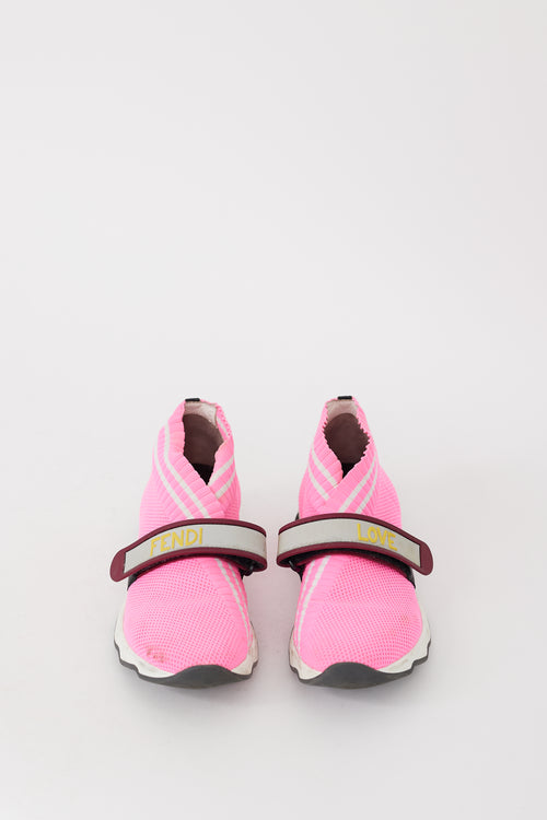 Fendi Pink & Multicolour Mesh Rockoko Sneaker