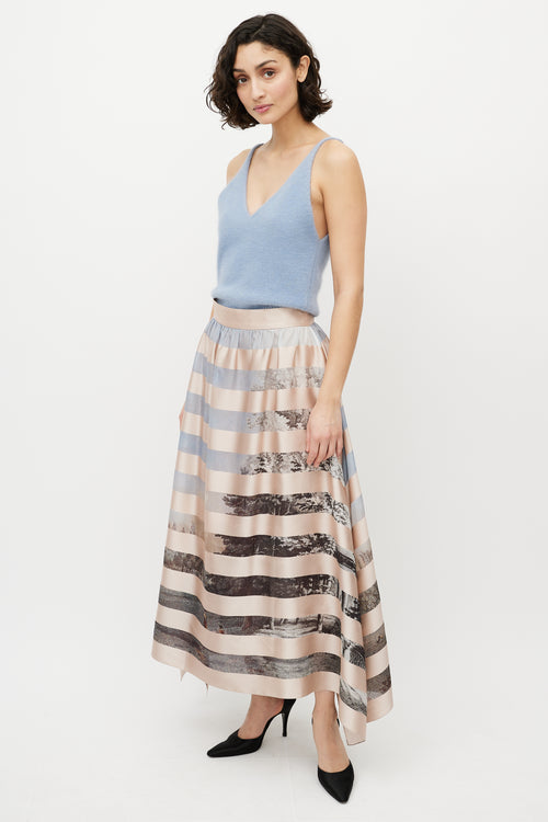 Fendi Pink & Multicolour Striped Silk Skirt