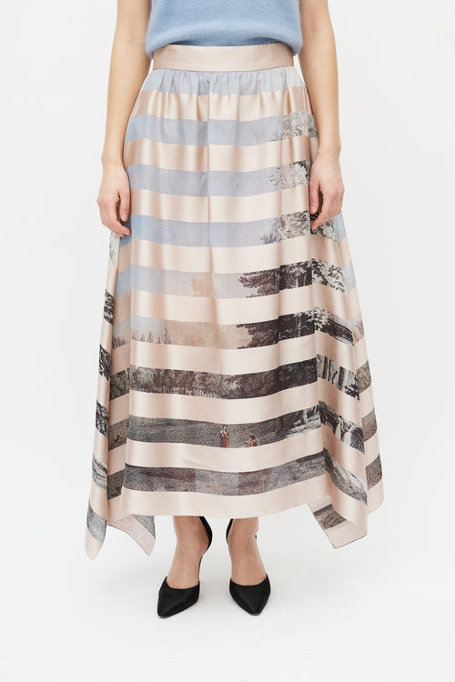 Fendi Pink & Multicolour Striped Silk Skirt