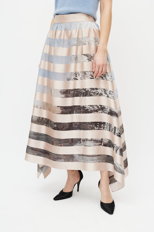 Fendi Pink & Multicolour Striped Silk Skirt