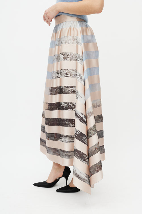 Fendi Pink & Multicolour Striped Silk Skirt