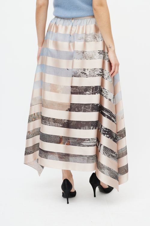Fendi Pink & Multicolour Striped Silk Skirt