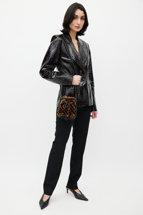 Fendi Brown & Black Mon Tresor Monogram Shearling Bag