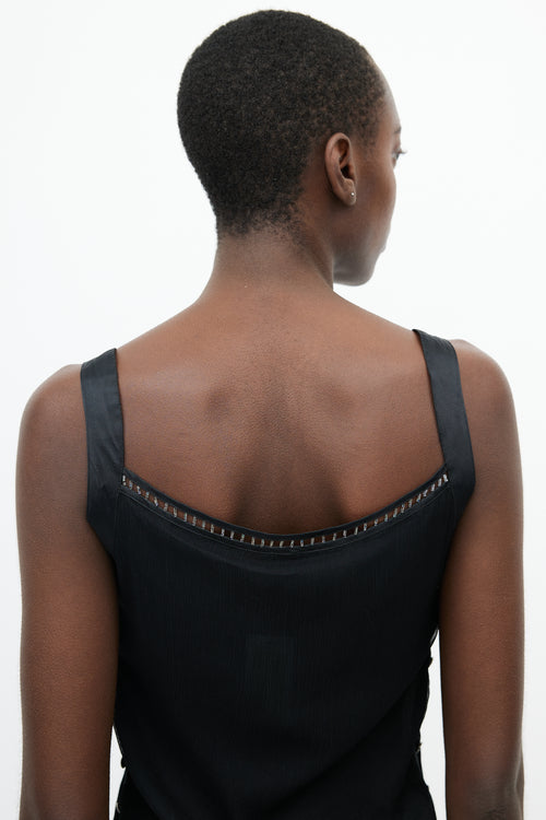 Fendi Vintage Black Silk & Brocade Waist Dress