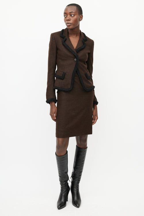 Fendi Vintage Brown & Black Trim Blazer