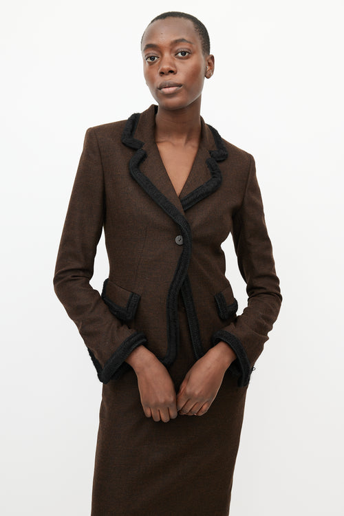 Fendi Vintage Brown & Black Trim Blazer