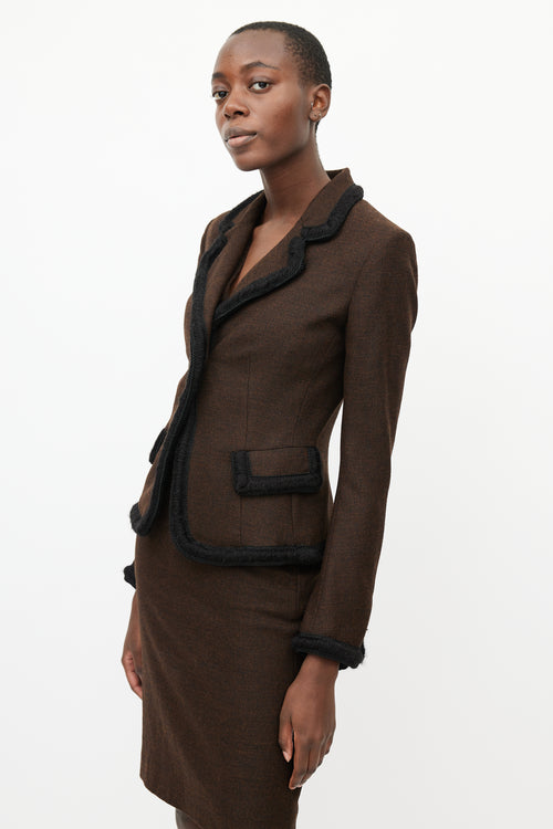 Fendi Vintage Brown & Black Trim Blazer