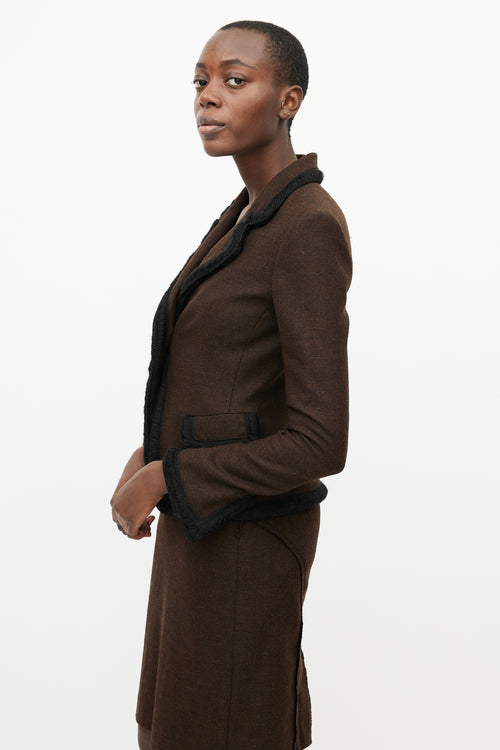 Fendi Vintage Brown & Black Trim Blazer