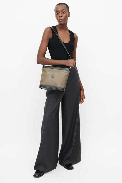 Fendi Vintage Brown Leather & Coated Canvas Crossbody Bag