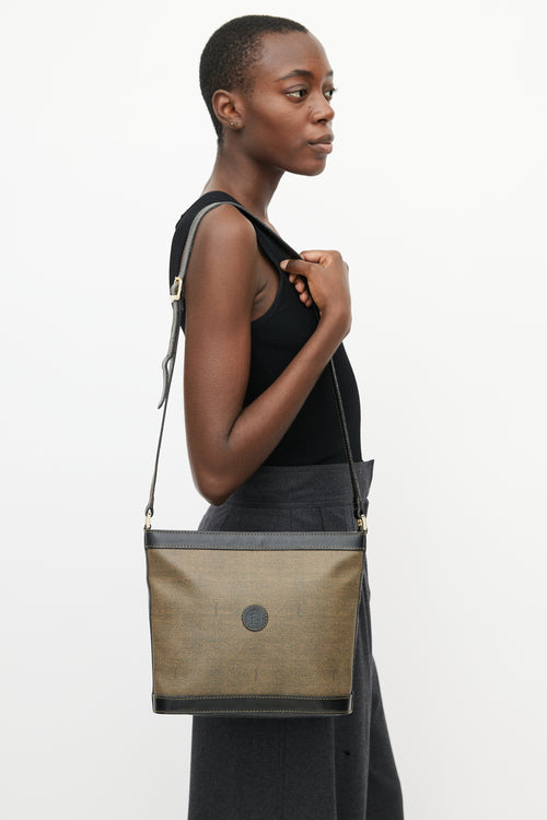 Fendi Vintage Brown Leather & Coated Canvas Crossbody Bag