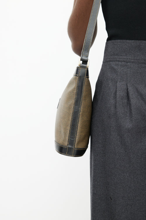 Fendi Vintage Brown Leather & Coated Canvas Crossbody Bag