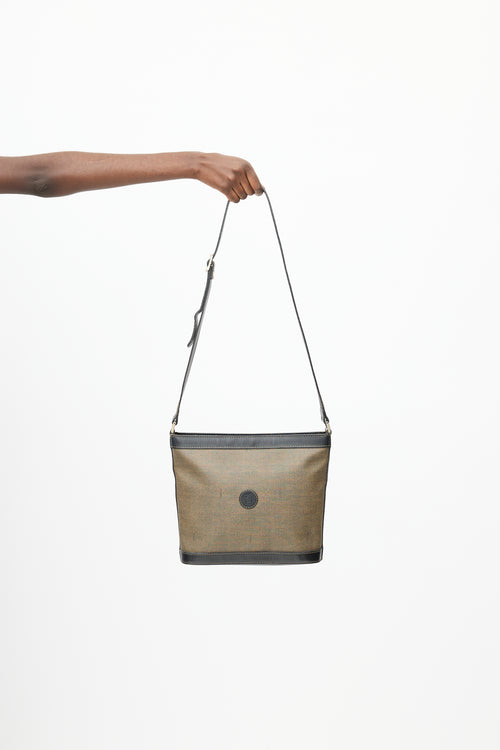 Fendi Vintage Brown Leather & Coated Canvas Crossbody Bag