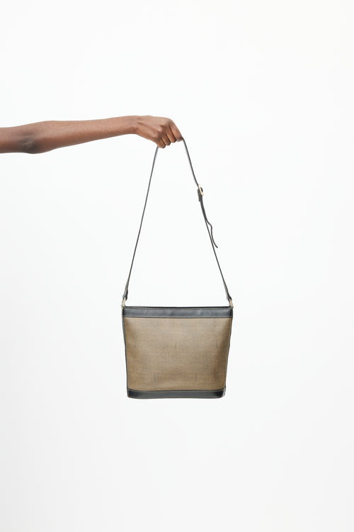 Fendi Vintage Brown Leather & Coated Canvas Crossbody Bag