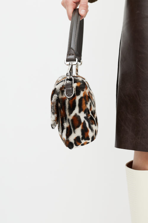 Fendi White & Brown Baguette Pattern Bag