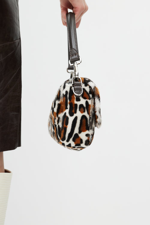Fendi White & Brown Baguette Pattern Bag