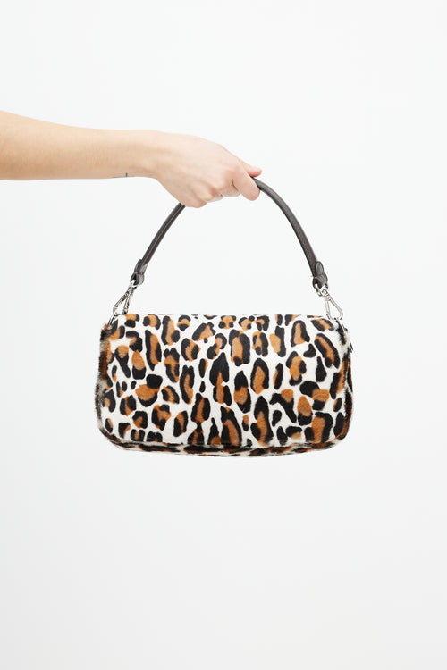 Fendi White & Brown Baguette Pattern Bag