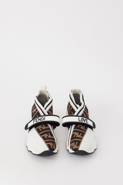 Fendi White & Brown Mesh FF Monogram Rockoko Sneaker