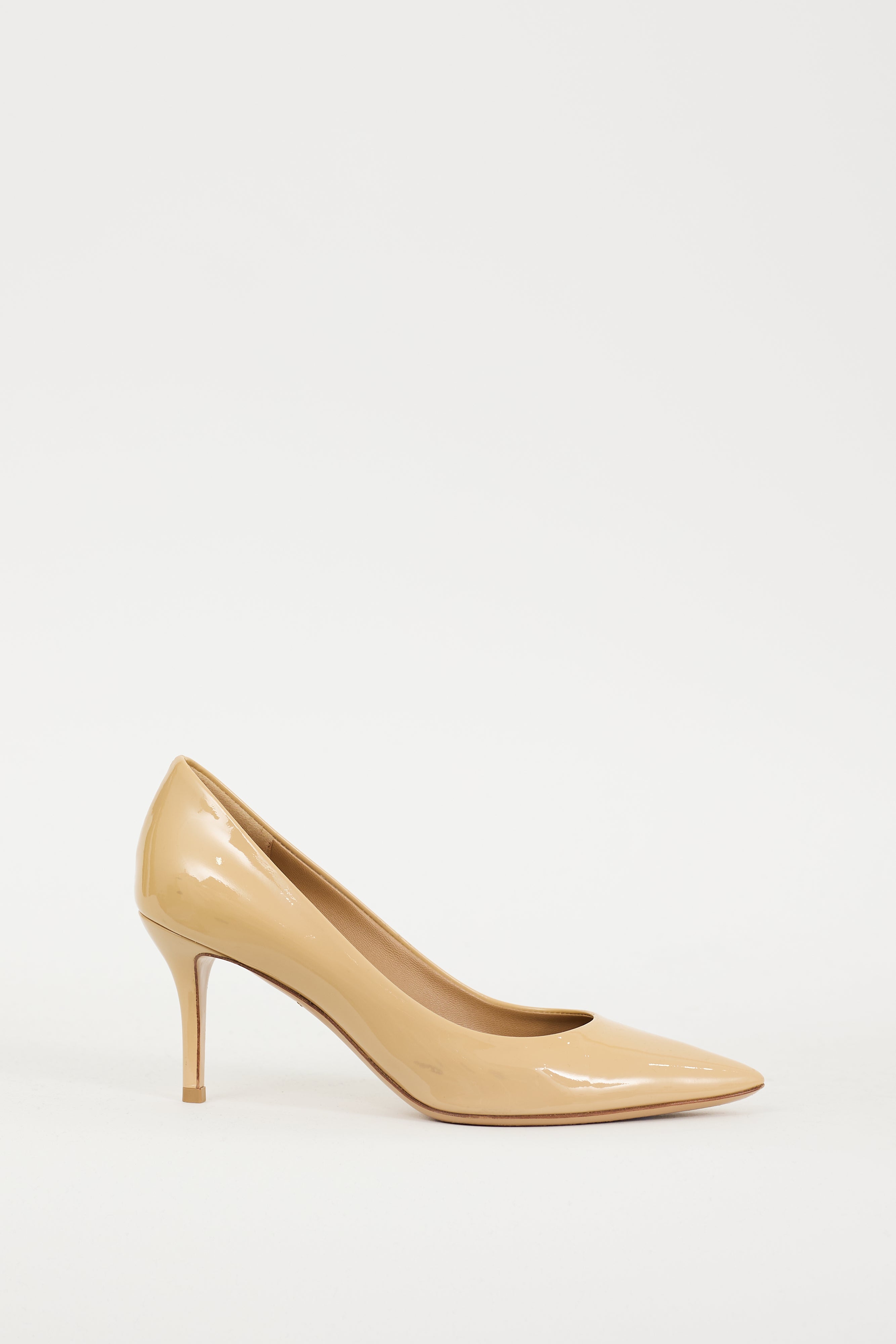 Ferragamo Beige Patent Leather Heel