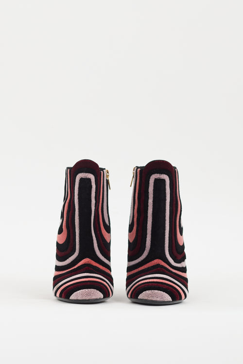 Ferragamo Black & Multi Velvet Stripe Boot