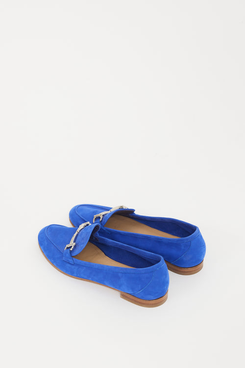 Ferragamo Blue & Silver Suede Loafer