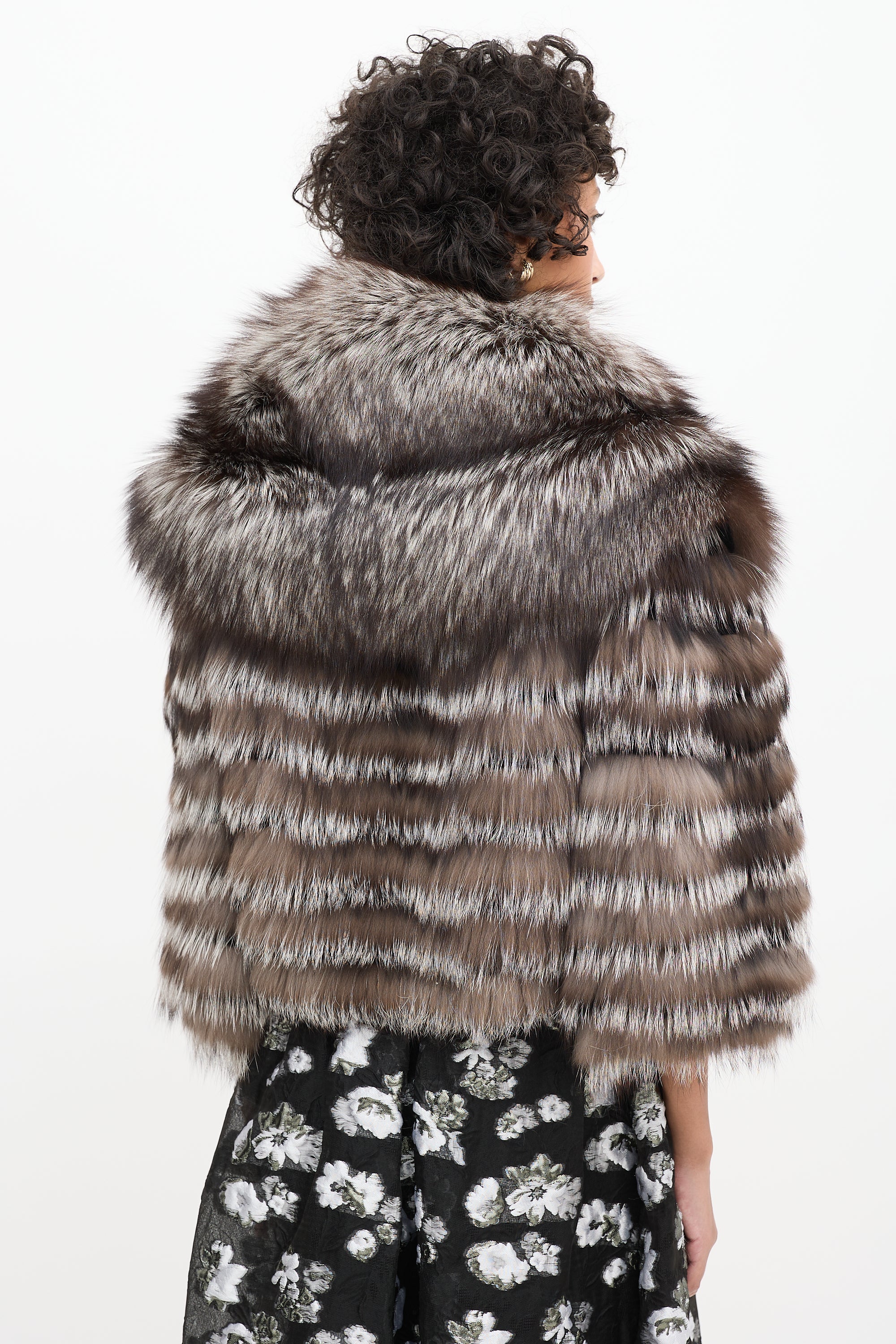 Ferragamo Brown Fur Shawl & Cropped Jacket