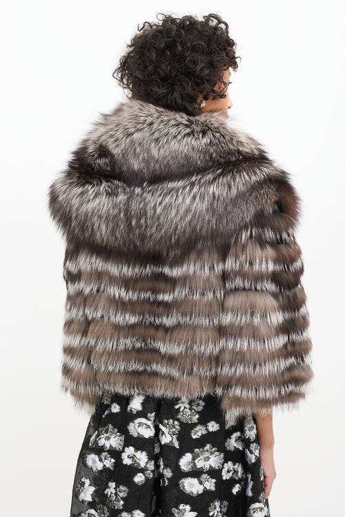 Ferragamo Brown Fur Shawl & Cropped Jacket