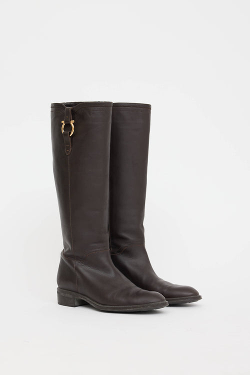 Ferragamo Leather Riding Boot
