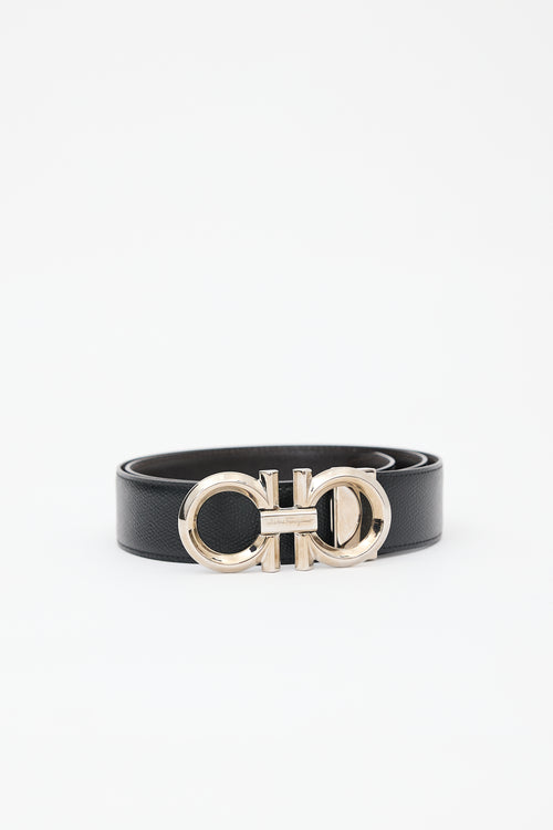 Ferragamo Grained Leather Gancini Belt