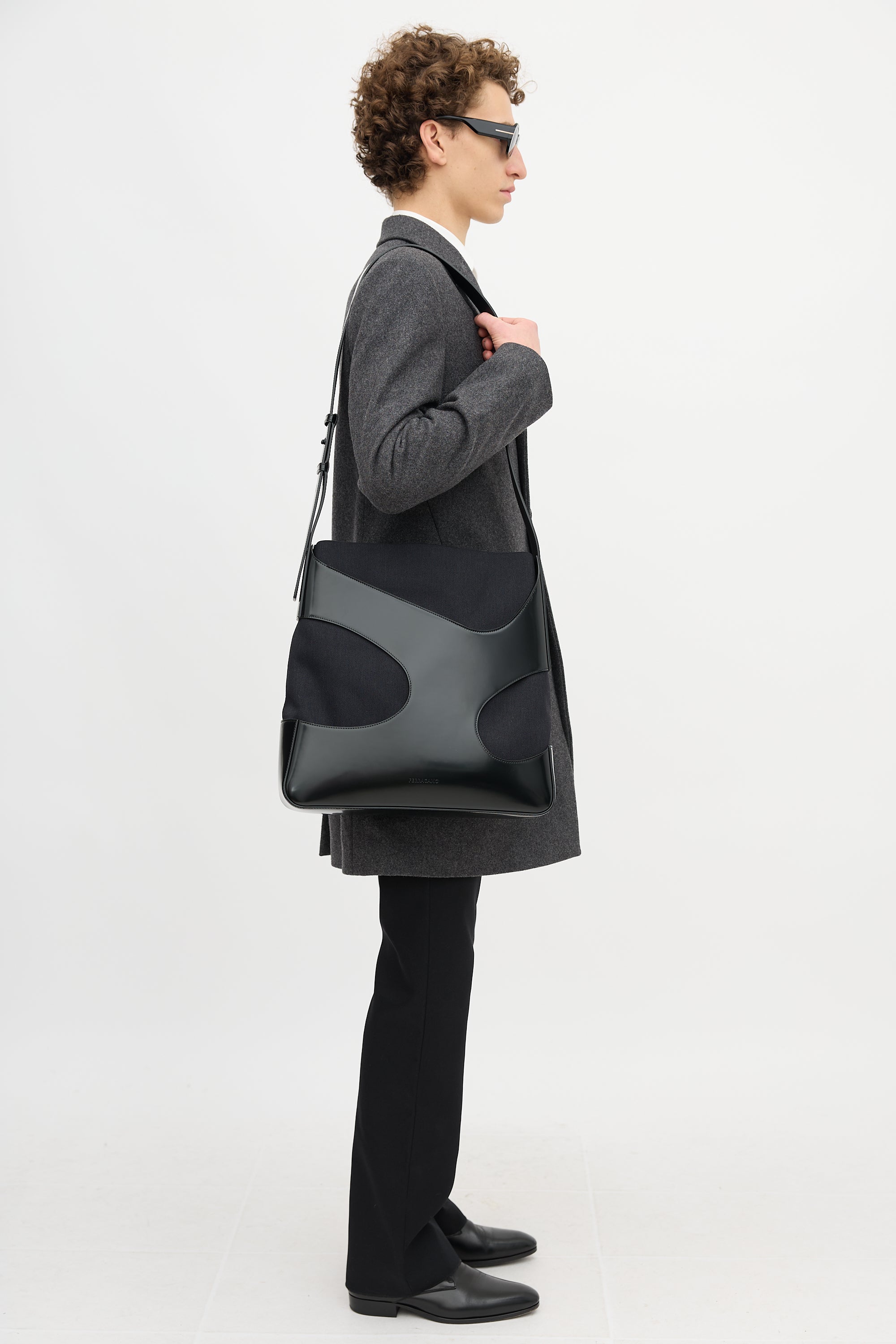Ferragamo Leather & Canvas Cut Out Bag
