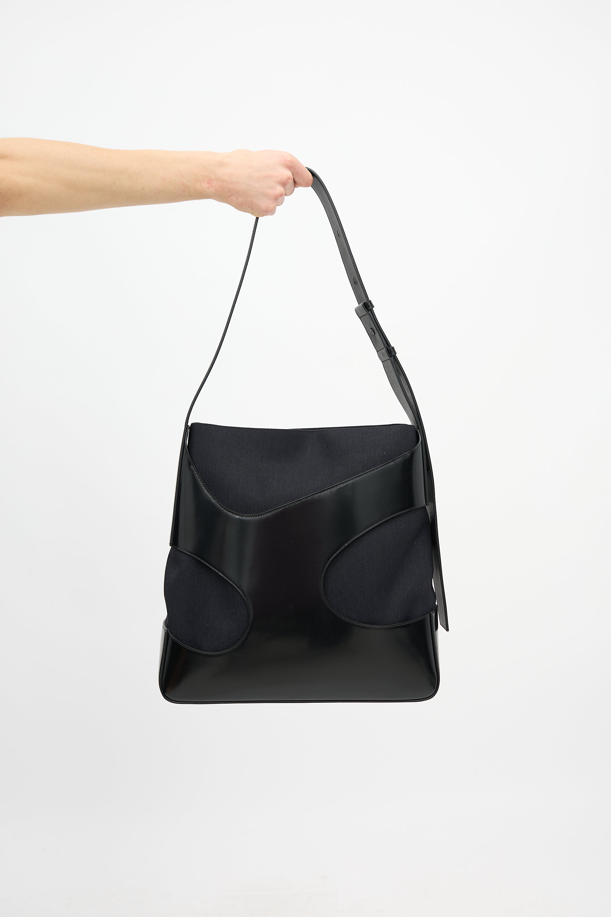 Ferragamo Leather & Canvas Cut Out Bag