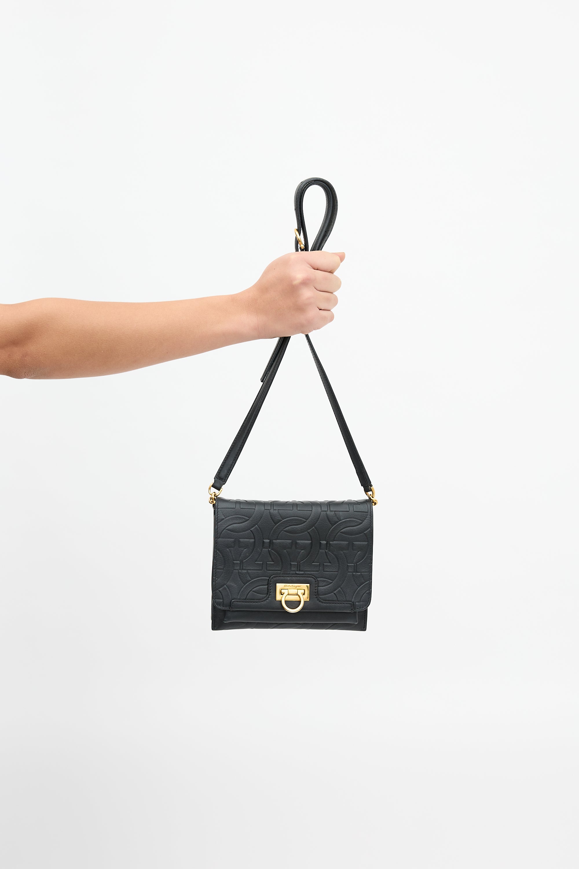 Ferragamo Leather Gancini Trifolio Bag