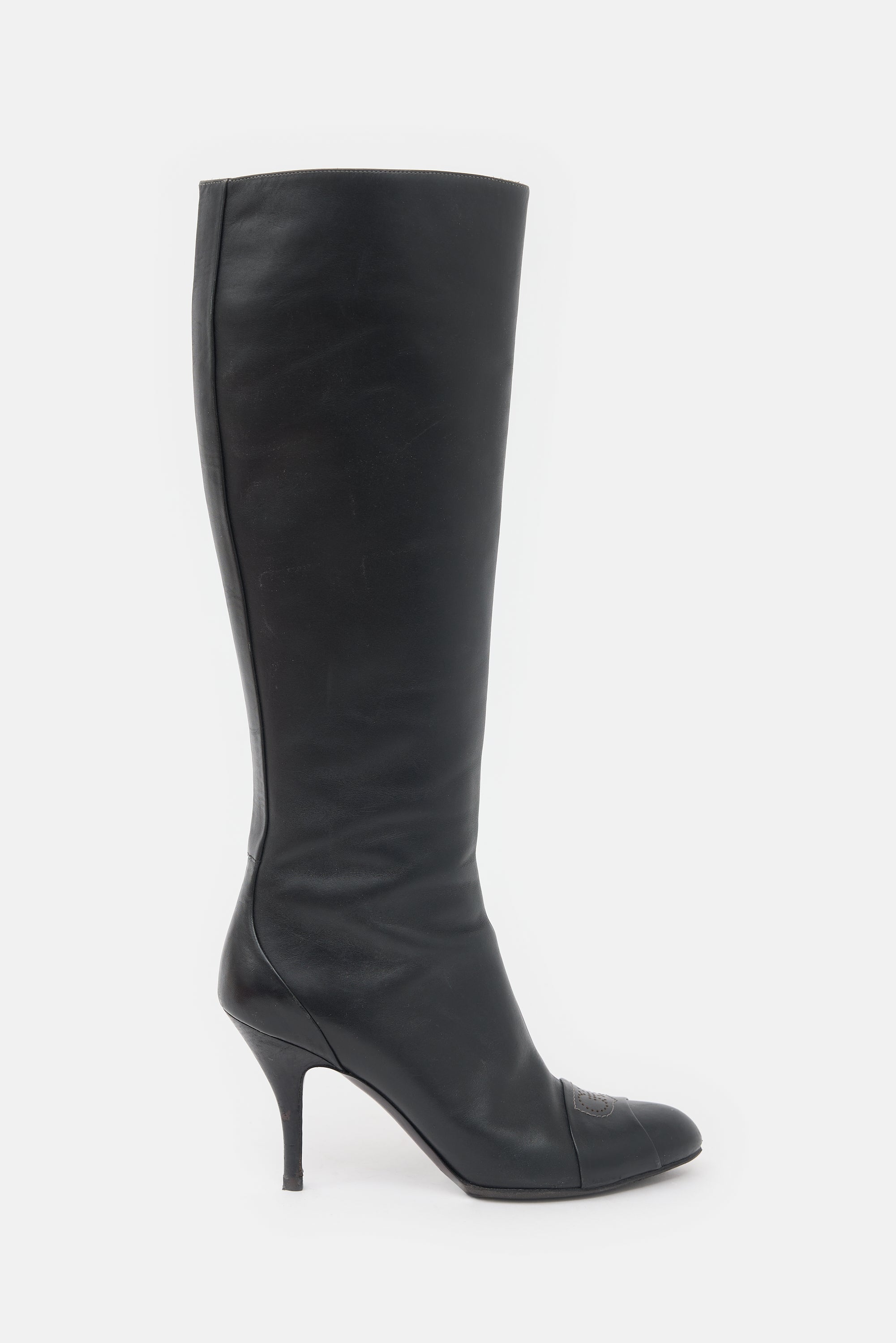 Ferragamo Leather Logo Knee Boot