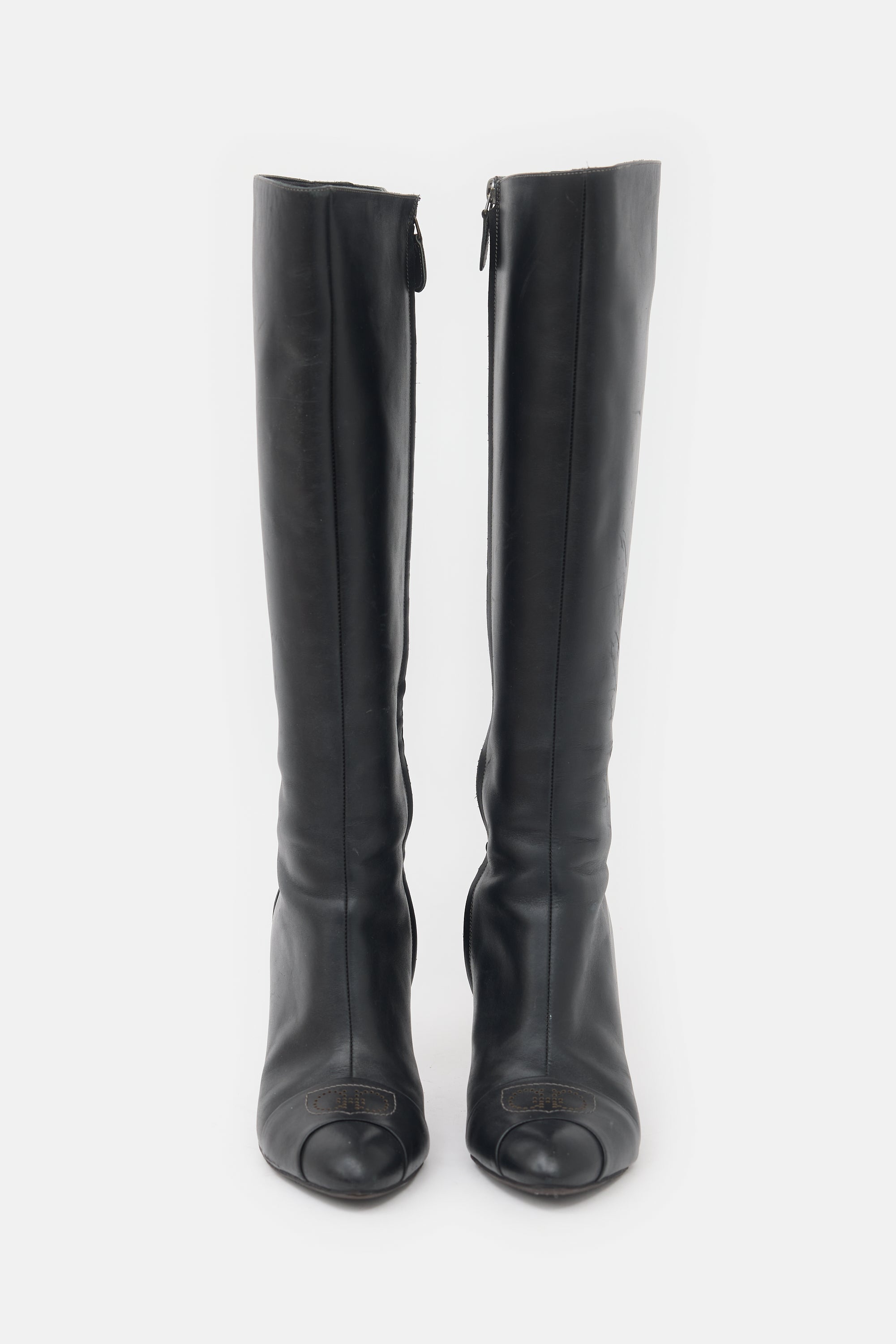 Ferragamo Leather Logo Knee Boot
