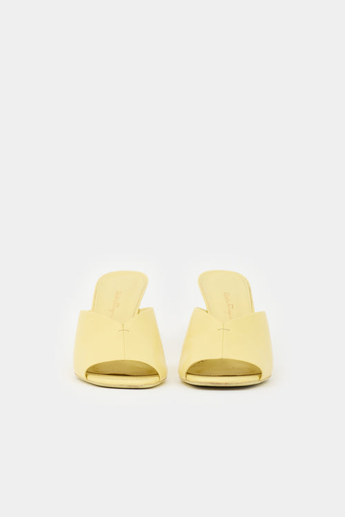 Ferragamo Leather Peep Toe Mule