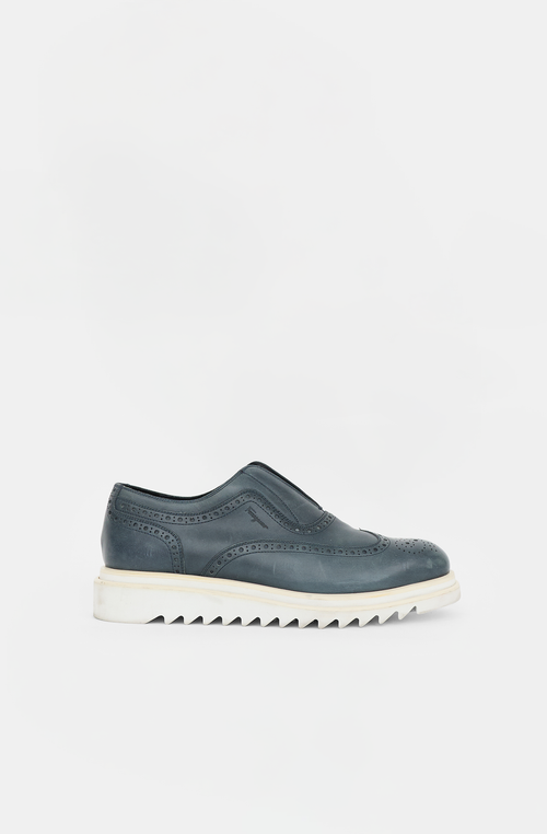 Ferragamo Leather Slip On Brogue Loafer