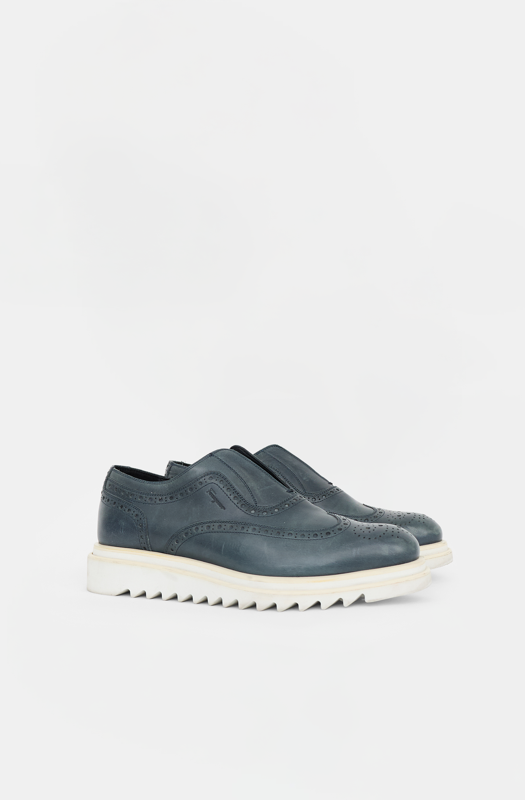Ferragamo Leather Slip On Brogue Loafer