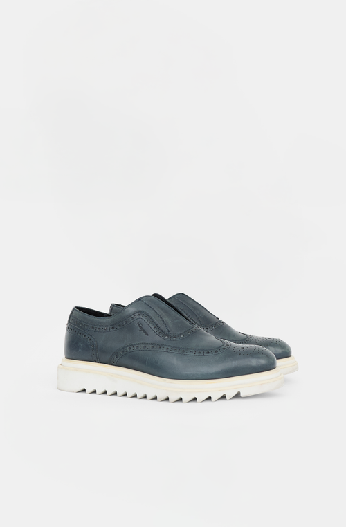 Ferragamo Leather Slip On Brogue Loafer