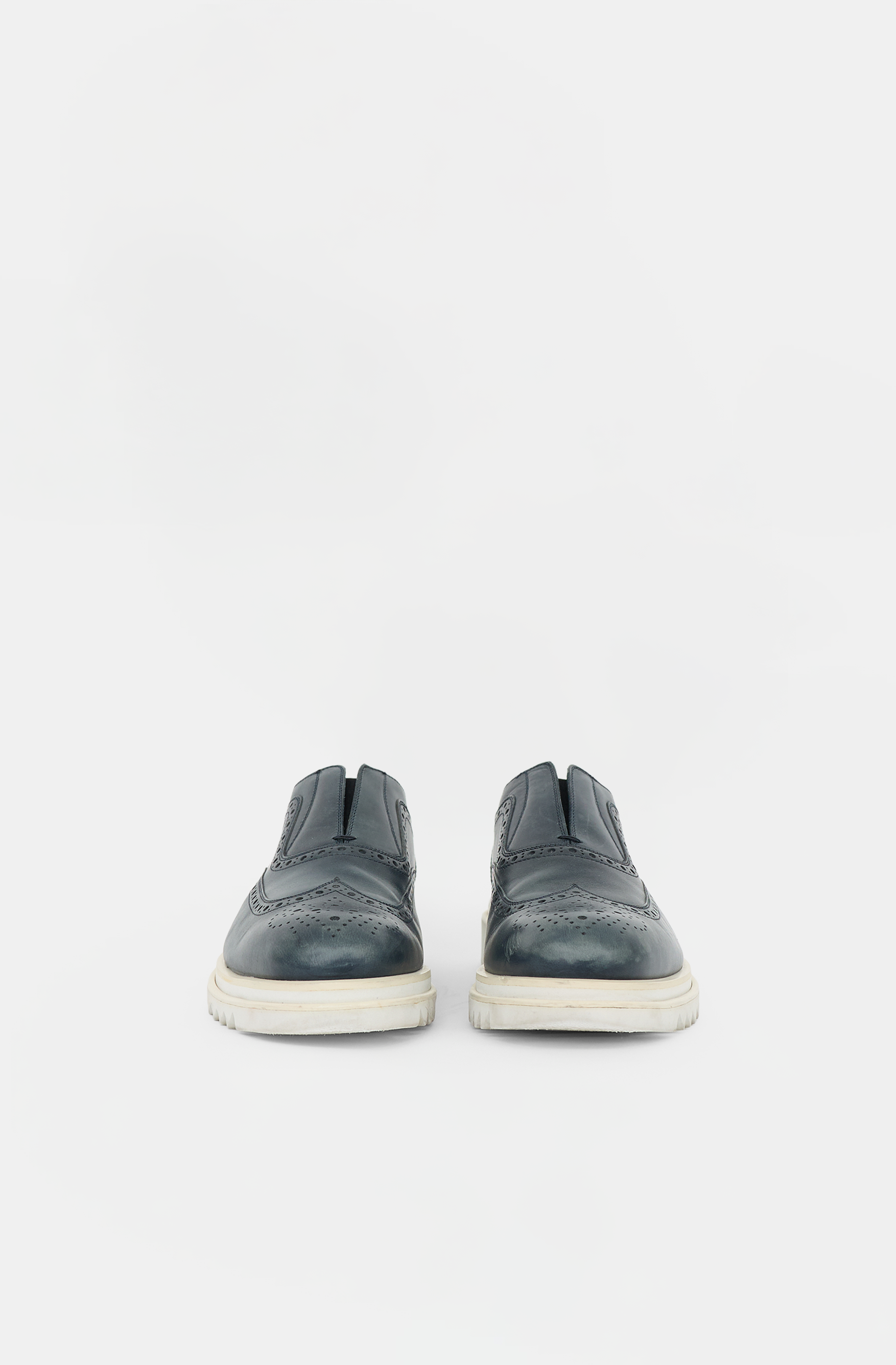 Ferragamo Leather Slip On Brogue Loafer