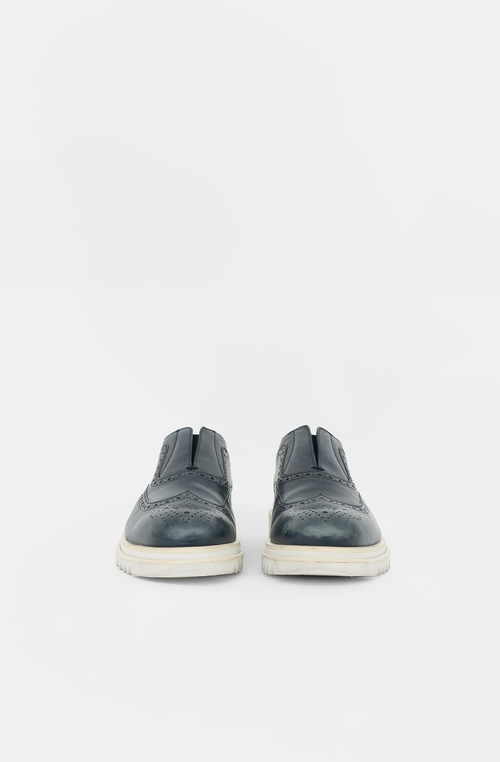 Ferragamo Leather Slip On Brogue Loafer