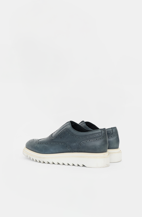 Ferragamo Leather Slip On Brogue Loafer