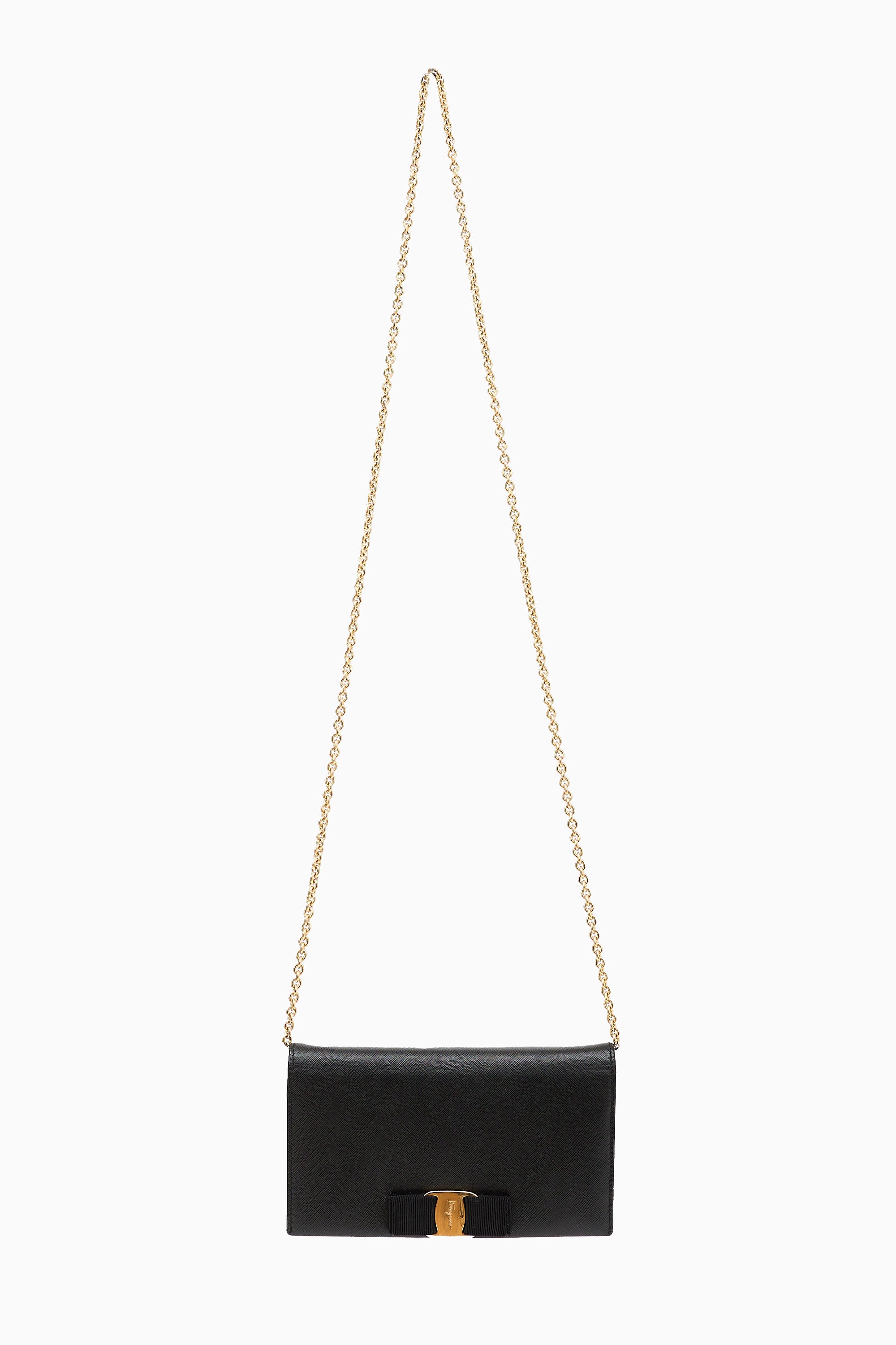 Ferragamo Leather Vara Bow Wallet On Chain